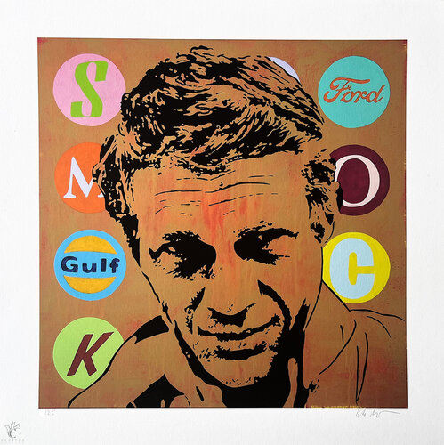 King of Cool (Steve McQueen, Nostalgia, Pop Art, Collage, 50s, 60s, 70s, Warhol, Wesselmann, Lichtenstein) by Holger Zimmermann, Print for Sale on Singulart