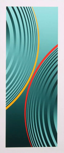 Geometric Column in Green (Konkrete Kunst, Constructivsm, Geometric Abstract, Op-Art) by Friedrich Geiler, Print for Sale on Singulart