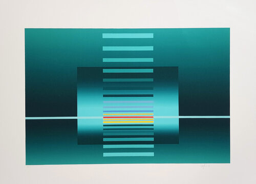 Geometric Composition in Gray (Konkrete Kunst, Constructivsm, Geometric Abstract, Op-Art) by Friedrich Geiler, Print for Sale on Singulart