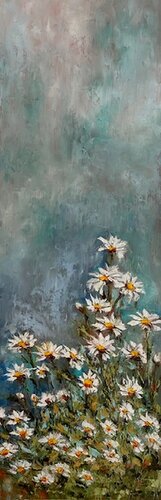 Sky is the Limit (Impressionism, Flowers, Impasto, Landscape, Colorful, Dramatic) van Genevieve Hamel, Schilderij te koop op Singulart