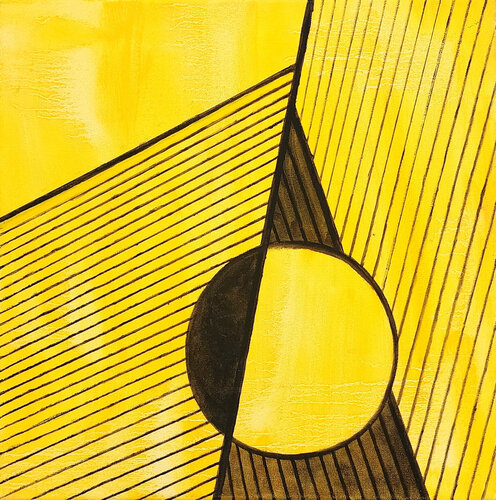Untitled Yellow 02 (Geometric, Abstract, Gestural, Vibrant) von Susan Kiefer, Malerei kaufen auf Singulart