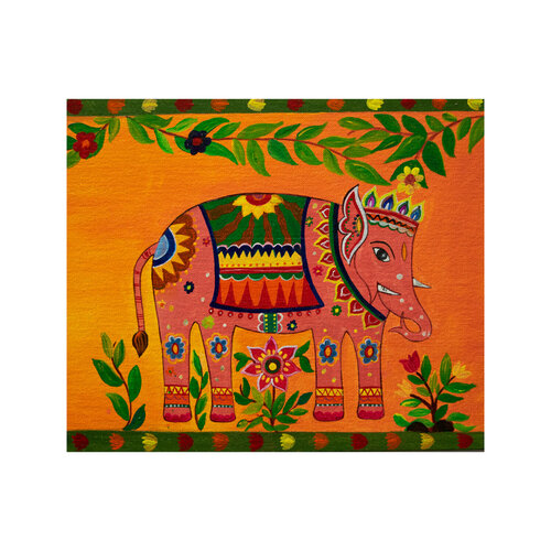 MADHUBANI STYLE 02 (DECORATED ELEPHANTS) de Jay Patel, Pintura a la venta en Singulart