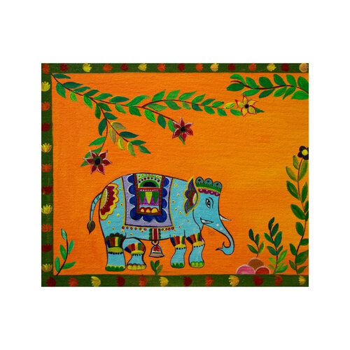 MADHUBANI STYLE 01 (DECORATED ELEPHANTS) de Jay Patel, Pintura a la venta en Singulart