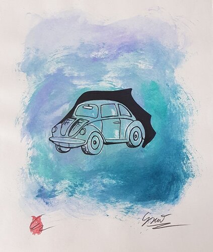 VW-Käfer (Fun, Mid-Century Modern, Bug, Beetle, Iconic) by Franz Graw, 종이 for Sale on Singulart
