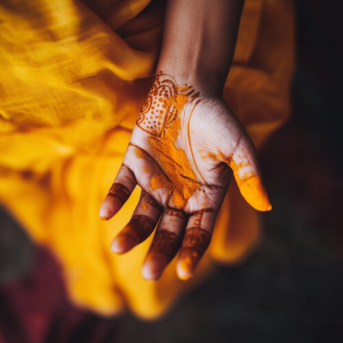 Ahmedabad 150306-17 (India, Holi Festival, Warm, Saffron, Hand, Calm) von Lord Fauntleroy, Fotografie kaufen auf Singulart