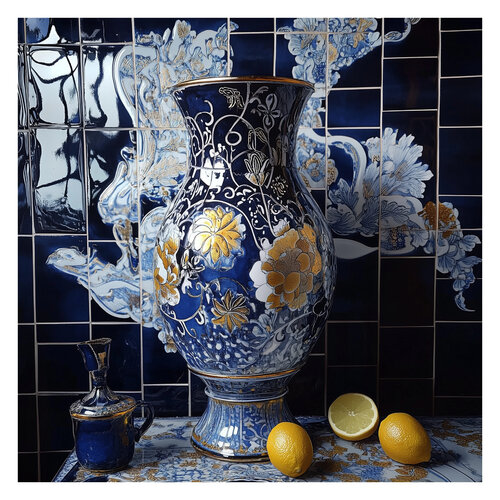 Melanie Sherman 240522-55 (Ceramic, Mosaic, Greek, Blue, White, Gold) par Lord Fauntleroy, Photographie en vente sur Singulart
