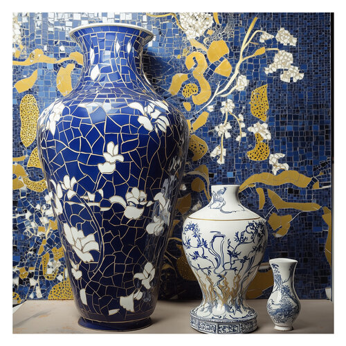 Melanie Sherman 240522-133 (Ceramic, Mosaic, Greek, Blue, White, Gold) von Lord Fauntleroy, Fotografie kaufen auf Singulart