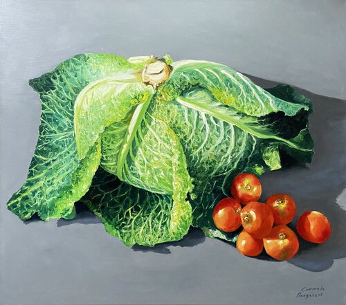 Verza e pomodori di Carmelo Margarone, Pittura in vendita su Singulart