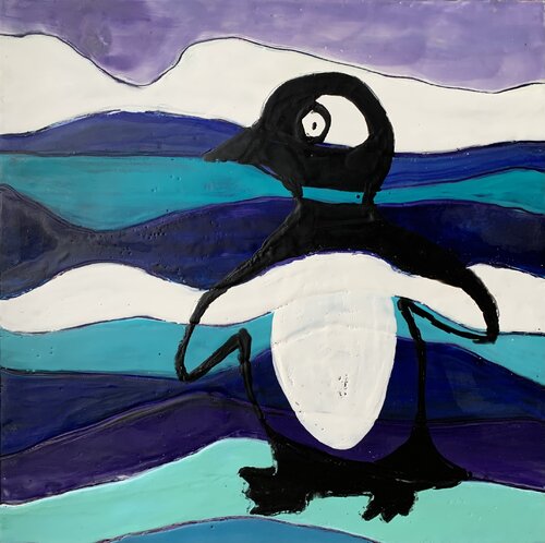 Surfing the wave Ushuahia par Marie-Danielle Leblanc, Peinture en vente sur Singulart