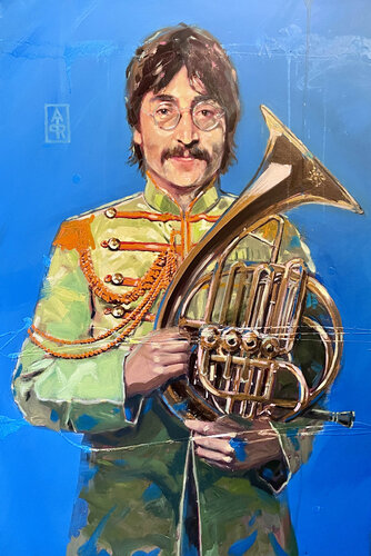 Sgt. Pepper Remastered John Lennon: All you need is Love van Antonie de Rooij, Schilderij te koop op Singulart