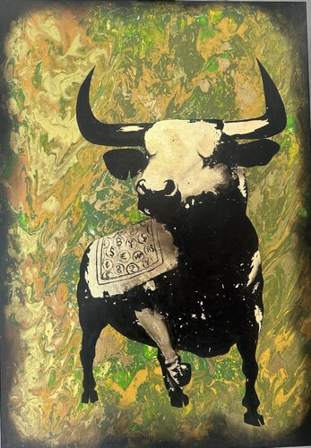 MONEY GOLDEN BULL par Nataliia Antonets, Dessin en vente sur Singulart
