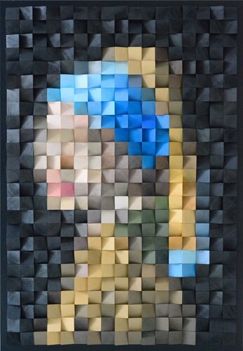 Wooden art "Girl with a Pearl Earring" von Nadia Eremina (pix-n-art), Malerei kaufen auf Singulart