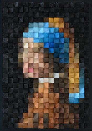 Wooden Art "Girl with a Pearl earring" von Nadia Eremina (pix-n-art), Malerei kaufen auf Singulart