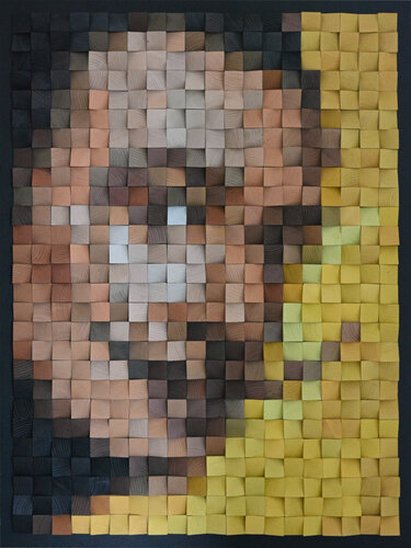 Wooden Art "Portrait of Salvador Dali" von Nadia Eremina (pix-n-art), Andere Medien kaufen auf Singulart