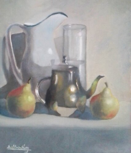 Naturaleza con peras van Fabián Sabbadin, Schilderij te koop op Singulart