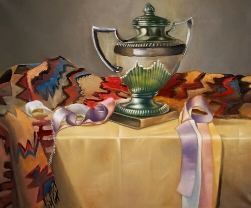 Copa de alabastro y plata by Fabián Sabbadin, 회화 for Sale on Singulart