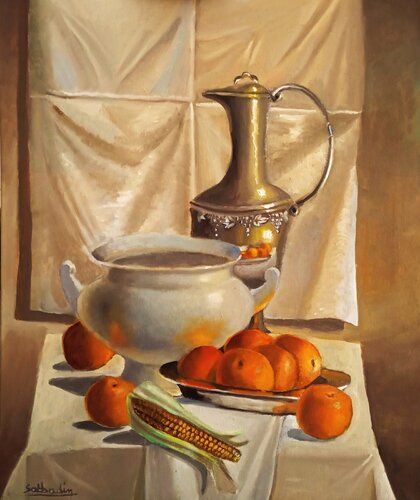 Naranja y blanco van Fabián Sabbadin, Schilderij te koop op Singulart