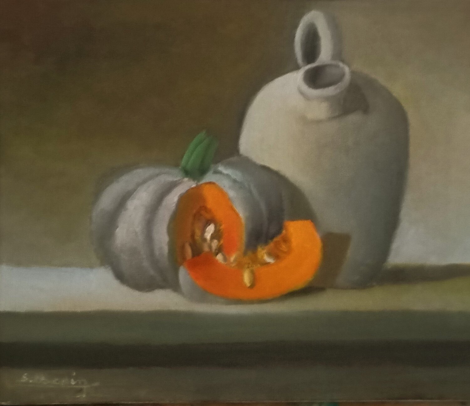 Naturaleza con calabaza Fabián Sabbadin Originalgemälde zu verkaufen