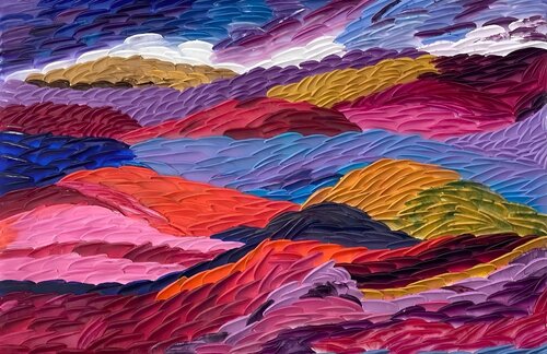 Candyfloss Mountains de Gaya Chandrasekaran, Pintura a la venta en Singulart