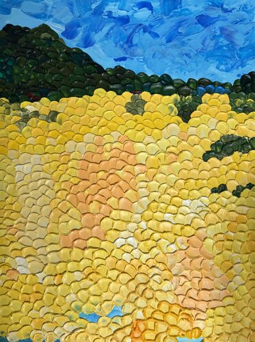 Sunflower Fields di Gaya Chandrasekaran, Pittura in vendita su Singulart