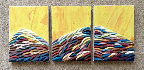 Abstract Mountains Triptych van Gaya Chandrasekaran, Schilderij te koop op Singulart