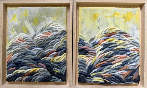 Abstract Mountains Diptych #1 von Gaya Chandrasekaran, Malerei kaufen auf Singulart