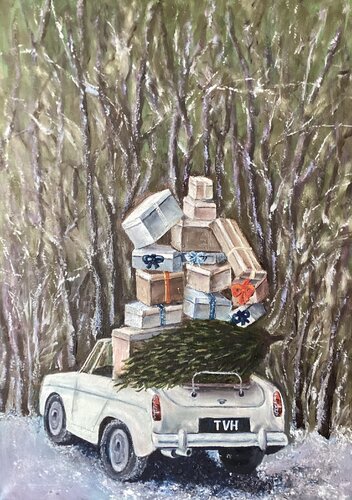 Christmas gifts by Iryna Budai, Painting for Sale on Singulart