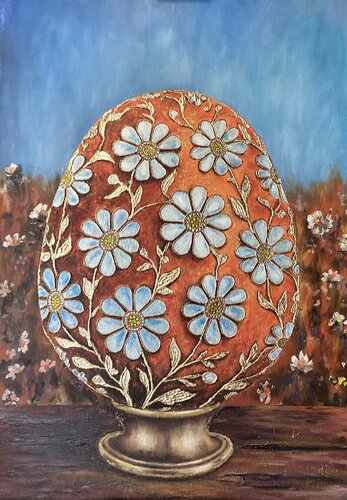 Flower field egg di Iryna Budai, Pittura in vendita su Singulart