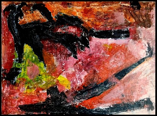 La chèvre noire au près rouge, Juillet 2020, Revest du Bion par Erwin STEINBACH, Peinture en vente sur Singulart
