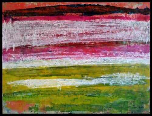 Une souris verte dans une verte prairie, Aout 2019 di Erwin STEINBACH, Pittura in vendita su Singulart