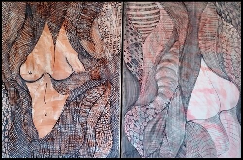 "Aux âmes bien nées"  diptyque, Octobre 2019 by Erwin STEINBACH, 회화 for Sale on Singulart