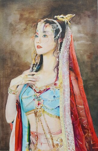 Tibetan Girl von Qingzhu Lin, Malerei kaufen auf Singulart