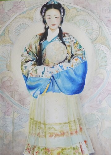 Lady with Ancient costume de Qingzhu Lin, Pintura a la venta en Singulart