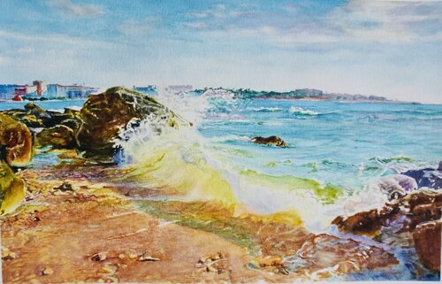Crashing Waves von Qingzhu Lin, Malerei kaufen auf Singulart