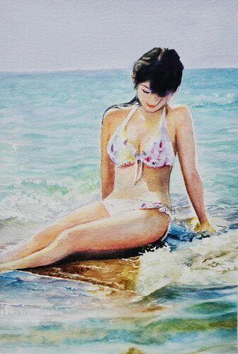 On the Rock by Qingzhu Lin, Painting for Sale on Singulart