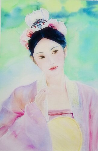 Lotus Girl de Qingzhu Lin, Pintura a la venta en Singulart