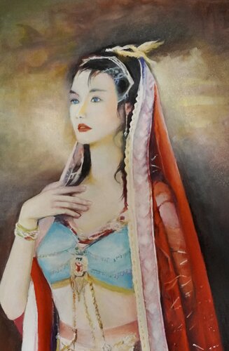 Tibetan Girl-2 di Qingzhu Lin, Pittura in vendita su Singulart