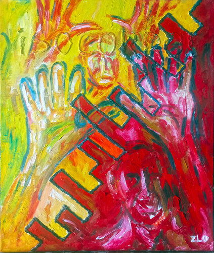 ¡Socorro, no quiero más guerra! par Lamar Fría, Peinture en vente sur Singulart