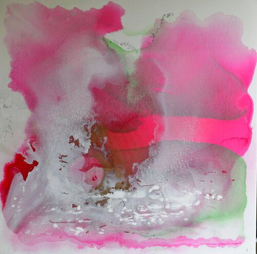 Karminroter Mond – Goldener Nebel II di Helene Luise Schenk, Pittura in vendita su Singulart