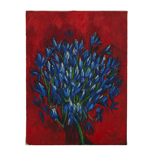 Agapanthus on red van Elena Baltser, Schilderij te koop op Singulart