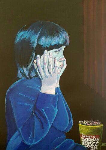 Emotions. In the cinema. von Galyna Antonenko, Malerei kaufen auf Singulart