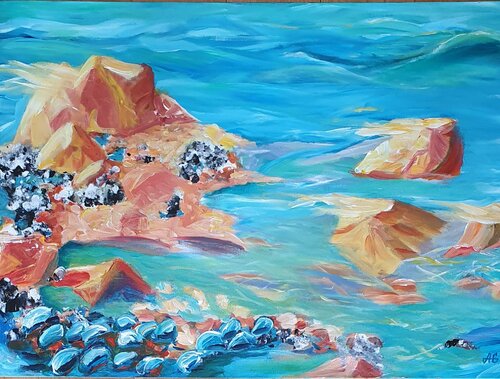"Sea stories on the ocean shore"** de Galyna Antonenko, Pintura a la venta en Singulart