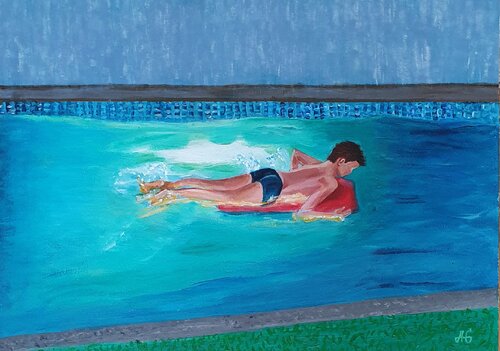 I will conquer the Wave. Evening training. von Galyna Antonenko, Malerei kaufen auf Singulart