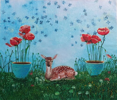 Guardian of the Poppy Field. by Galyna Antonenko, Painting for Sale on Singulart
