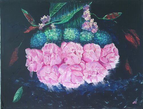 Peony Floral Cascade. by Galyna Antonenko, 油畫 for Sale on Singulart