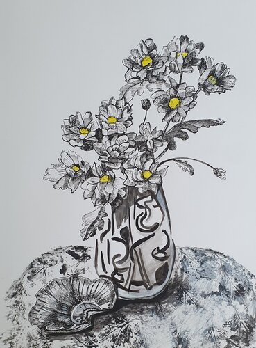 Yellow Hearts. by Galyna Antonenko, Drawing for Sale on Singulart