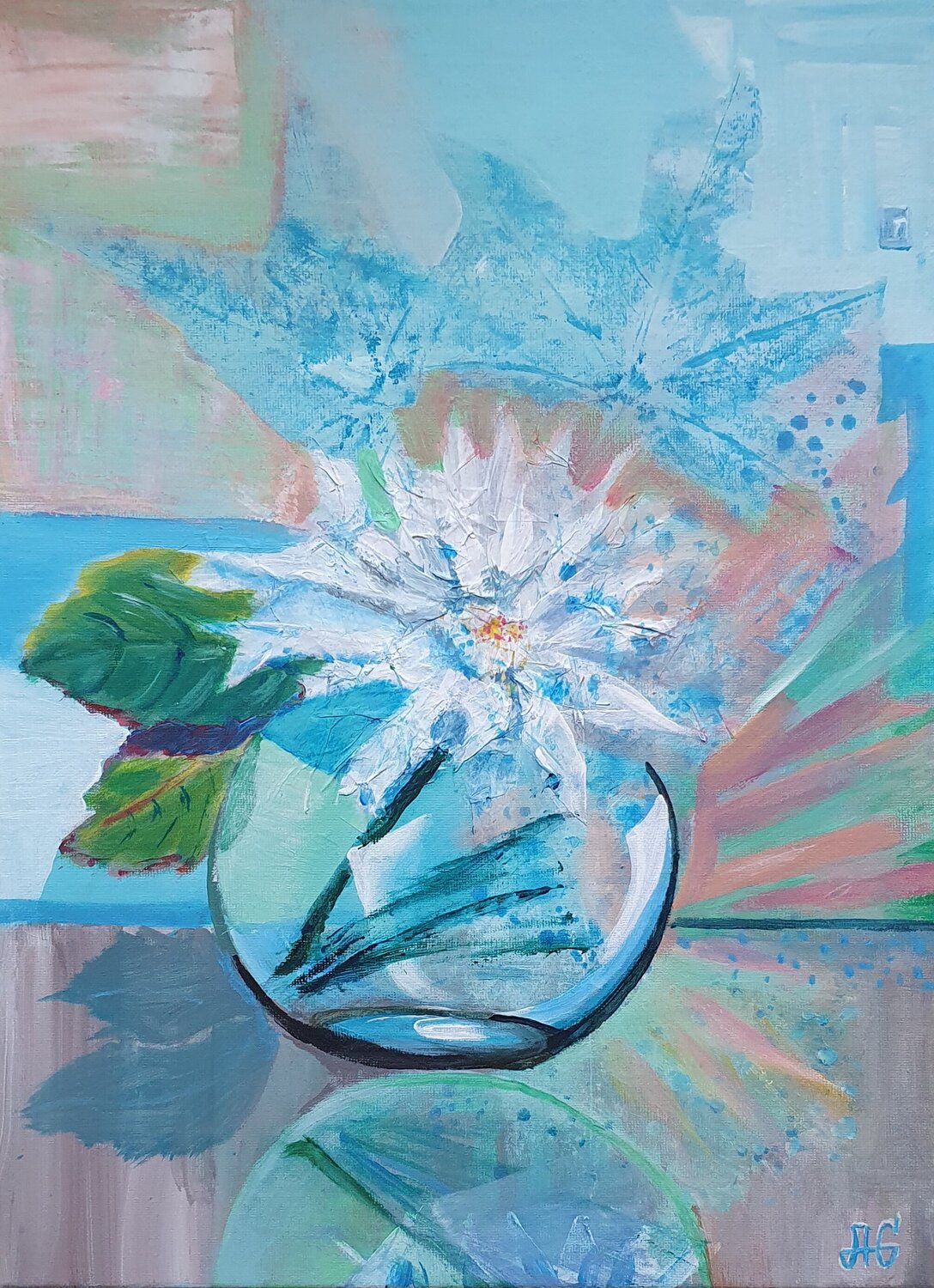 Snow froze on the Petals. Chrysanthemum. Galyna Antonenko Originalgemälde zu verkaufen