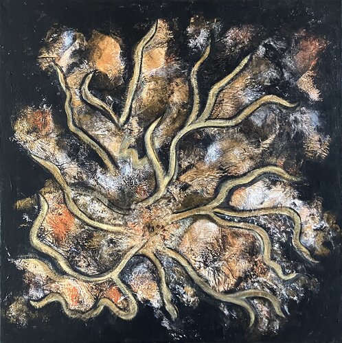 Golden leaf di Enikő Bukovinszki, Pittura in vendita su Singulart