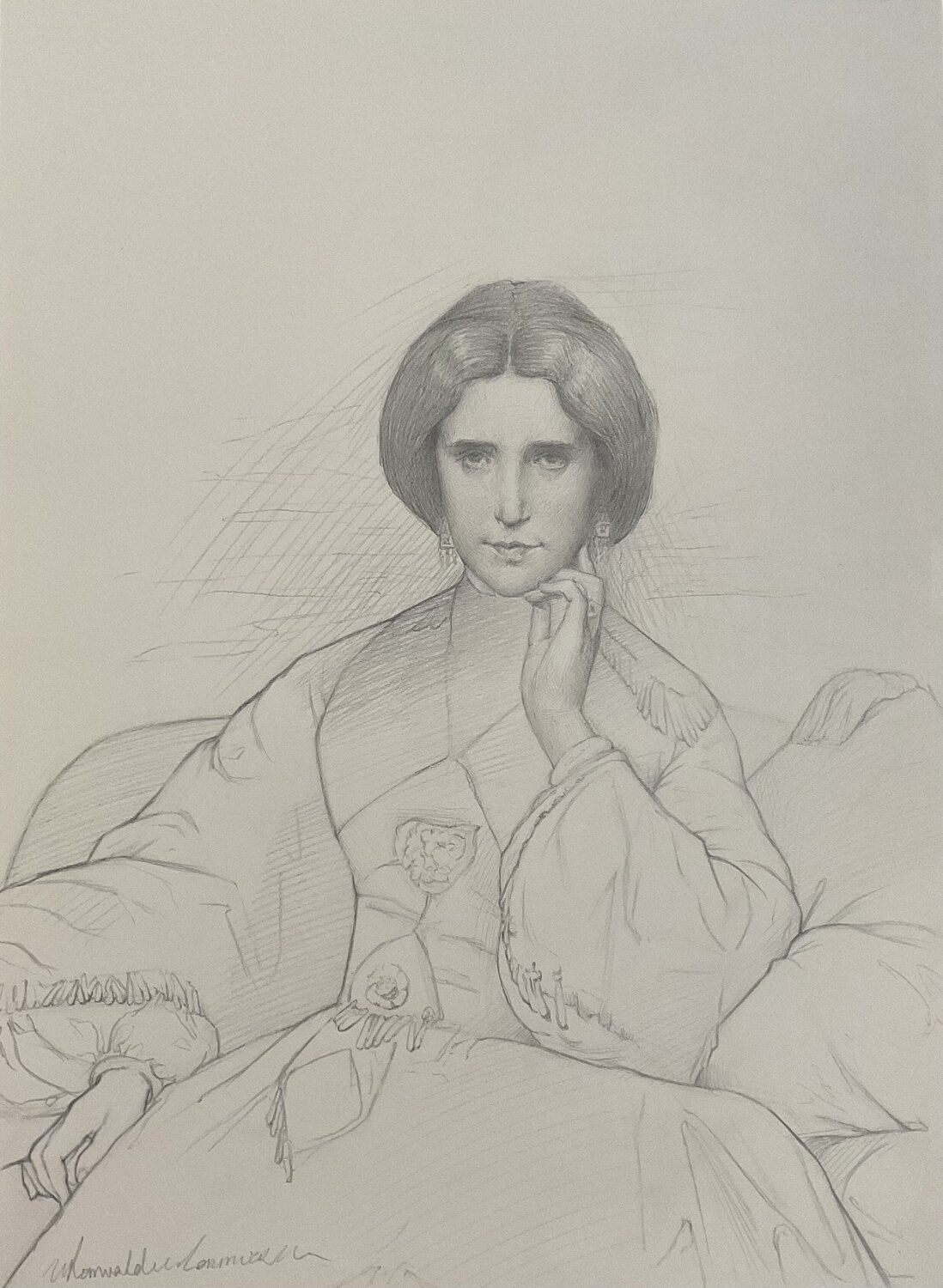 Dessin de Madame de Loynes d'après Amaury-Duval Romuald Cormier Dessin à vendre