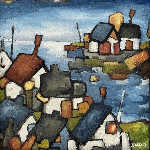 Houses and Blue Sea di Sjoddy, Pittura in vendita su Singulart
